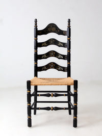 vintage Hitchcock style ladderback chair with rush seat