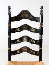 vintage Hitchcock style ladderback chair with rush seat