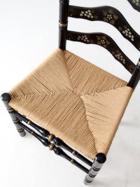 vintage Hitchcock style ladderback chair with rush seat