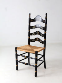 vintage Hitchcock style ladderback chair with rush seat