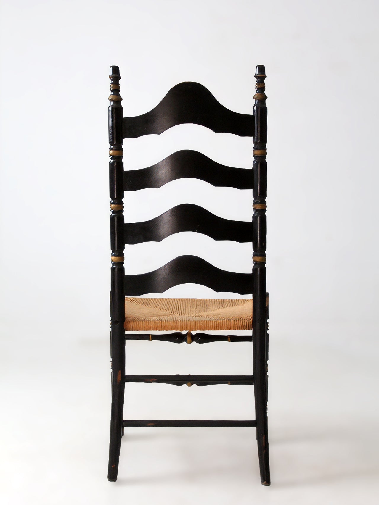 vintage Hitchcock style ladderback chair with rush seat