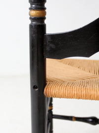 vintage Hitchcock style ladderback chair with rush seat
