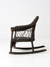 antique Victorian black wicker child's rocking chair