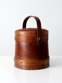 antique firkin sugar bucket with needlepoint lid
