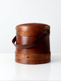 antique firkin sugar bucket with needlepoint lid