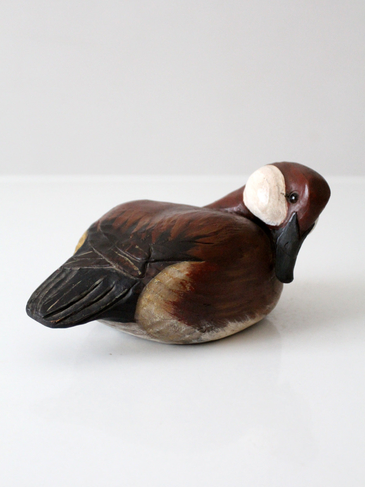 vintage hand-carved canvasback duck decoy