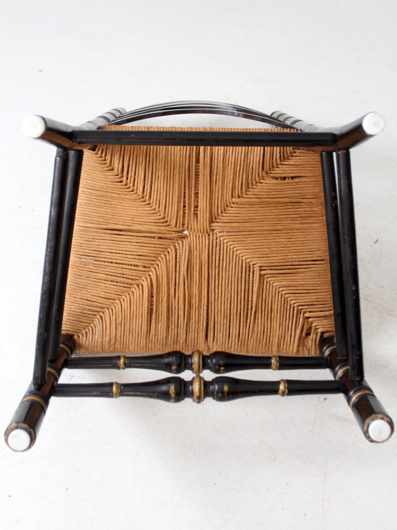 vintage Hitchcock style ladderback chair with rush seat