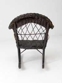 antique Victorian black wicker child's rocking chair