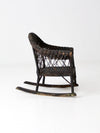 antique Victorian black wicker child's rocking chair