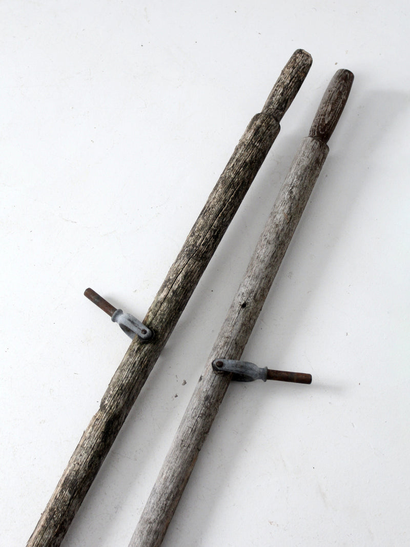 antique distressed wooden oars pair