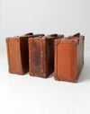 antique leather luggage set of 3