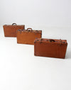 antique leather luggage set of 3