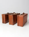 antique leather luggage set of 3