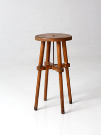 antique round wood stool | side table