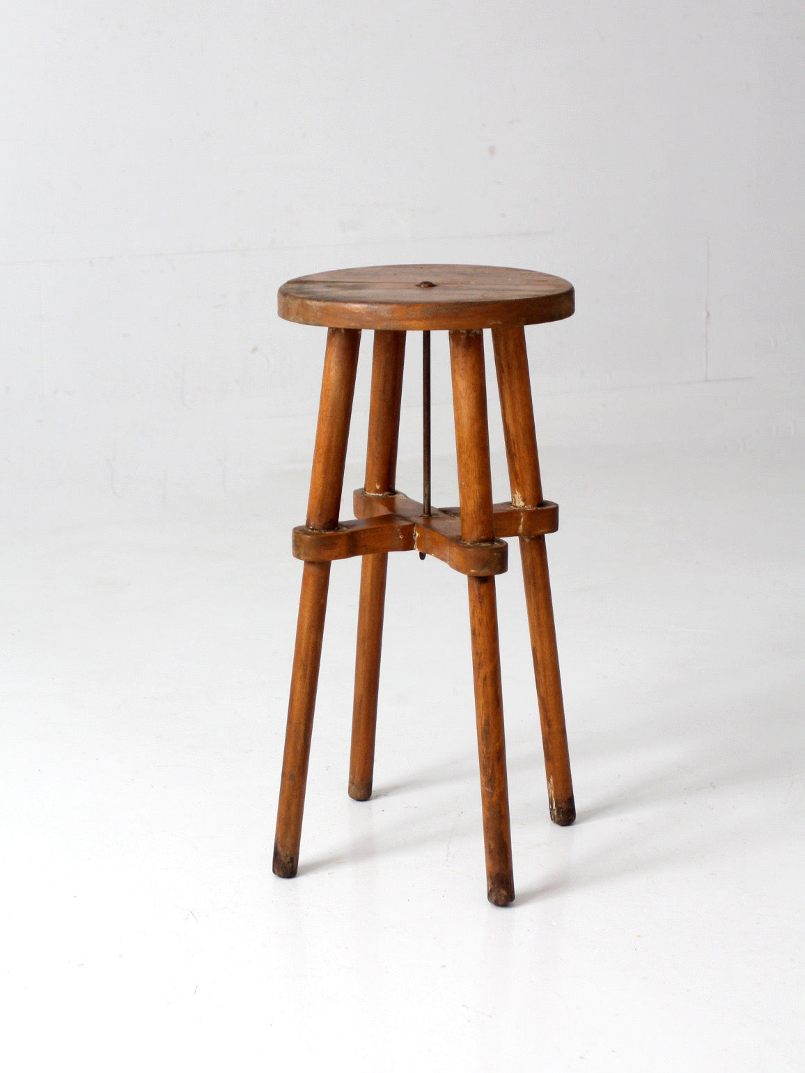 antique round wood stool | side table