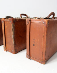 antique leather luggage set of 3