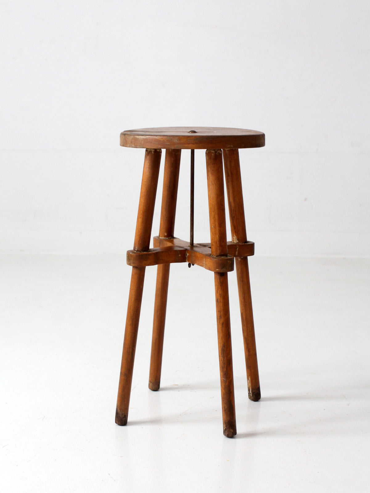 antique round wood stool | side table