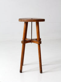 antique round wood stool | side table