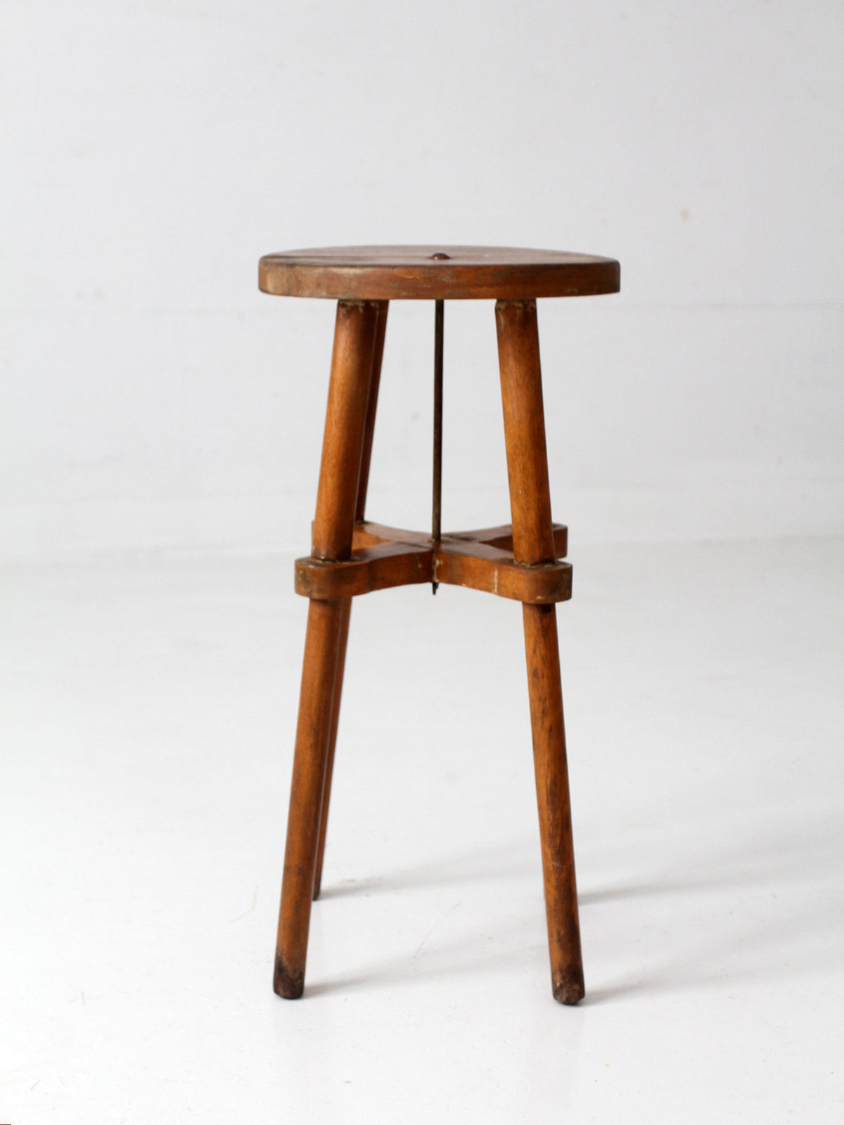 antique round wood stool | side table