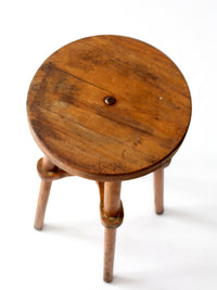antique round wood stool | side table
