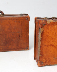 antique leather luggage set of 3