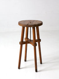 antique round wood stool | side table