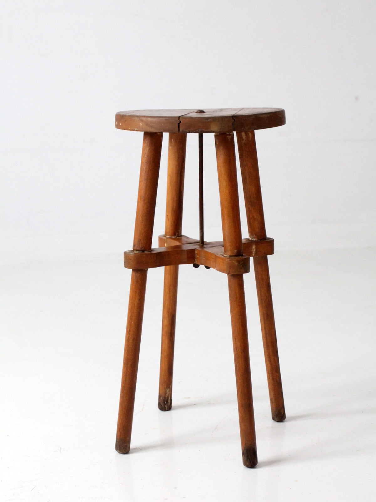 antique round wood stool | side table