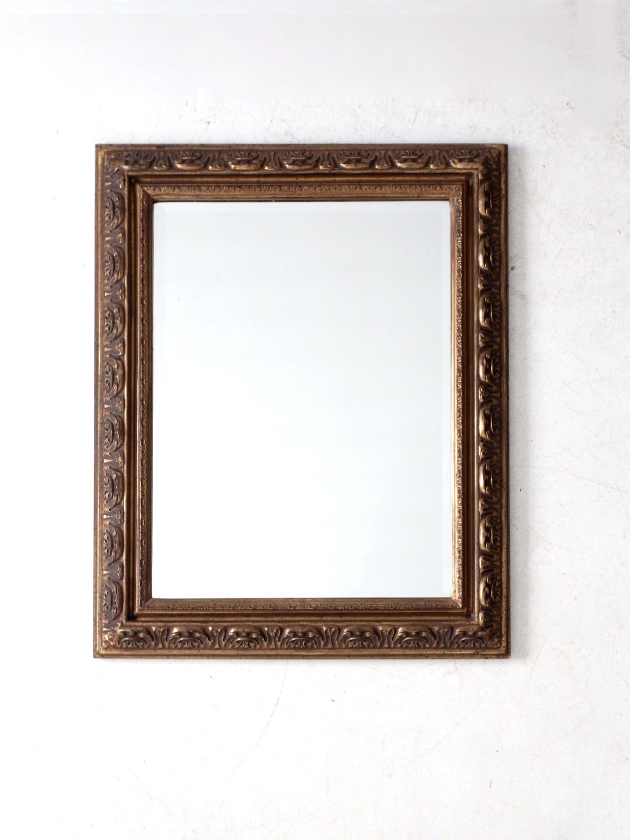 vintage gilt wood beveled wall mirror