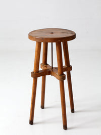 antique round wood stool | side table