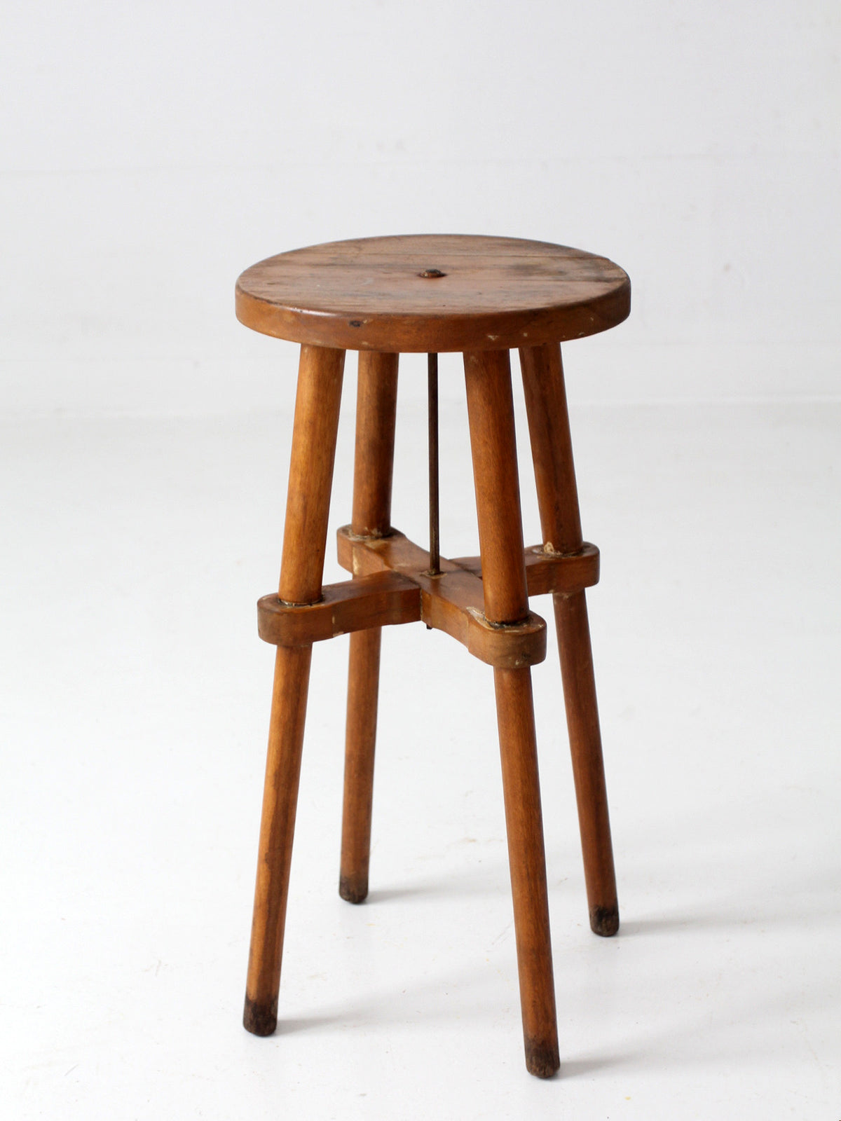 antique round wood stool | side table