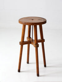 antique round wood stool | side table