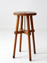 antique round wood stool | side table