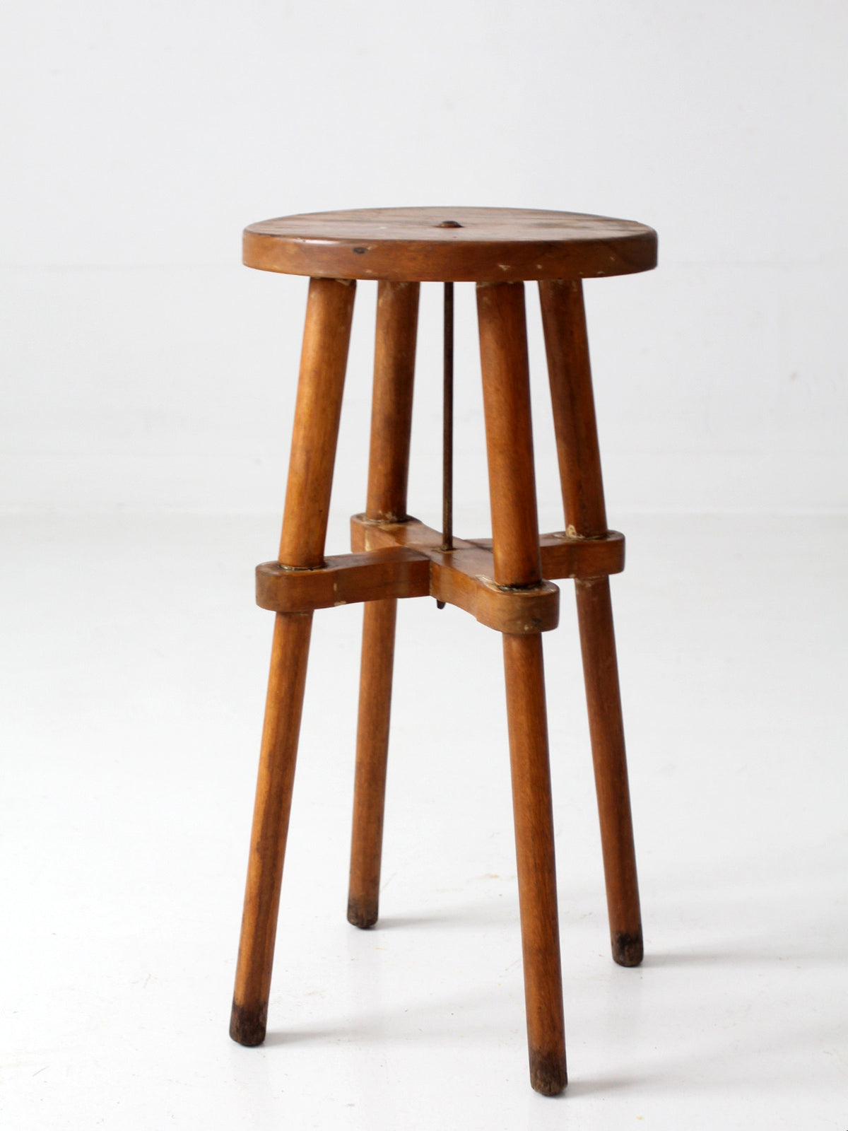 antique round wood stool | side table
