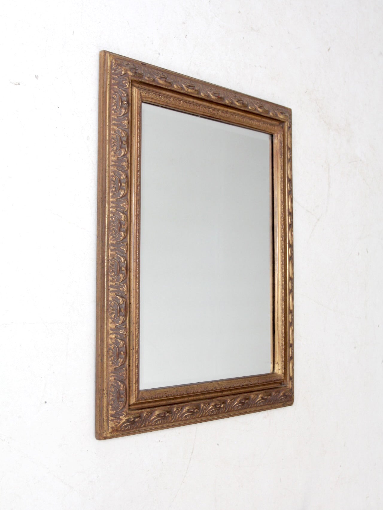 vintage gilt wood beveled wall mirror