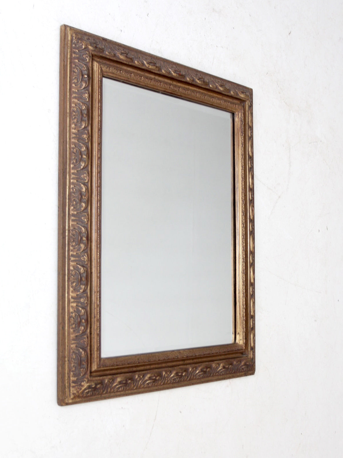 vintage gilt wood beveled wall mirror