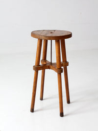 antique round wood stool | side table
