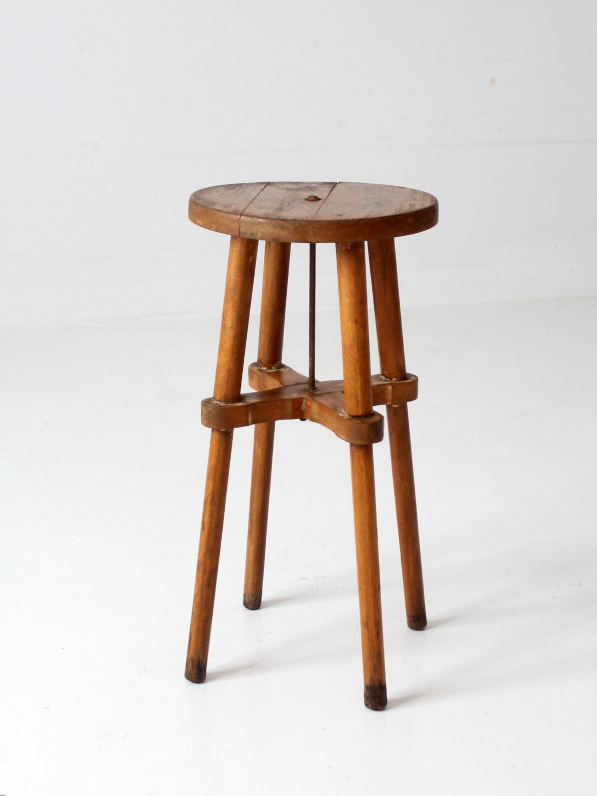 antique round wood stool | side table
