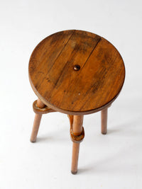 antique round wood stool | side table