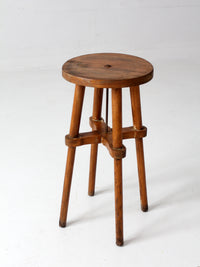 antique round wood stool | side table