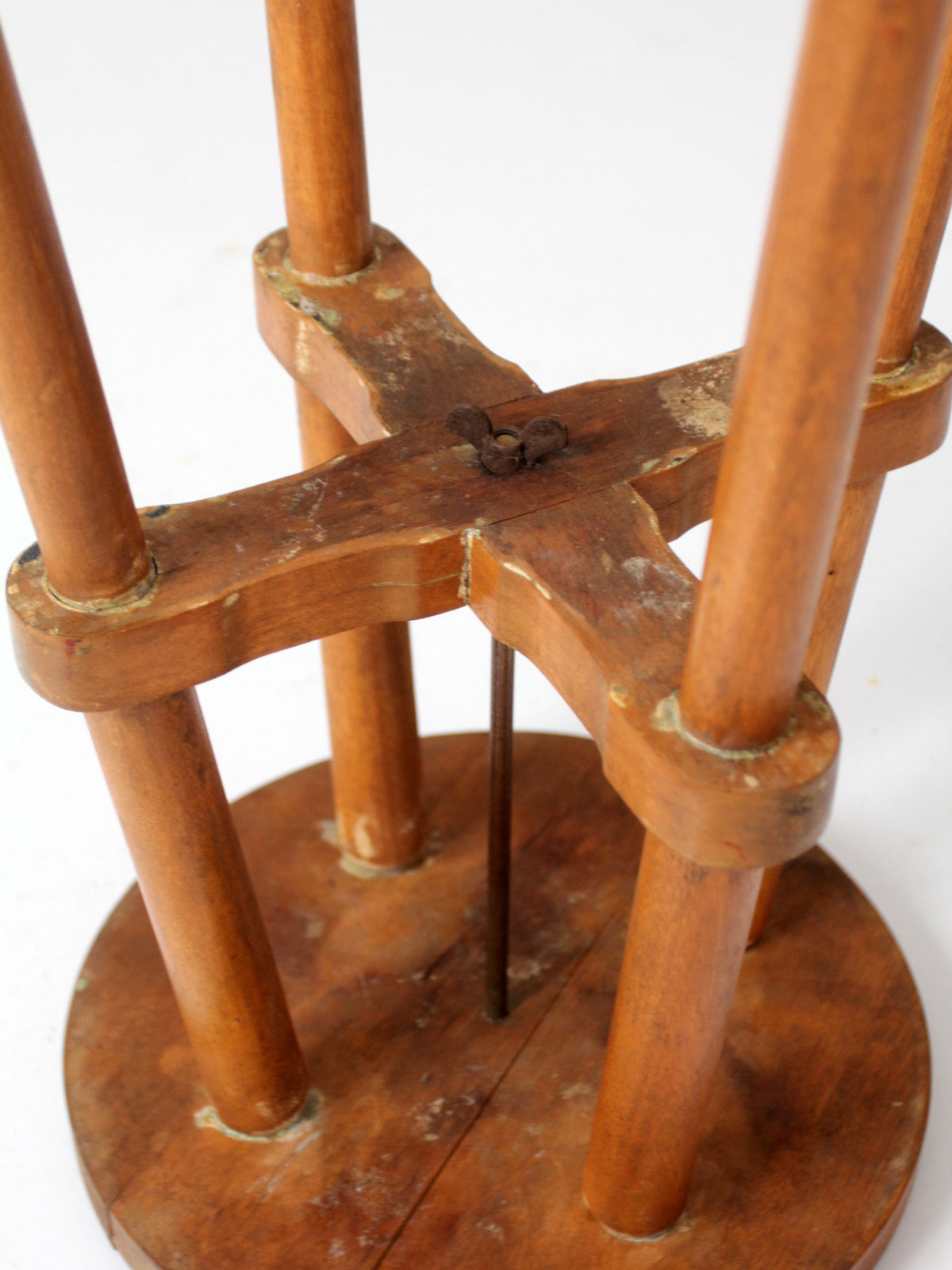 antique round wood stool | side table