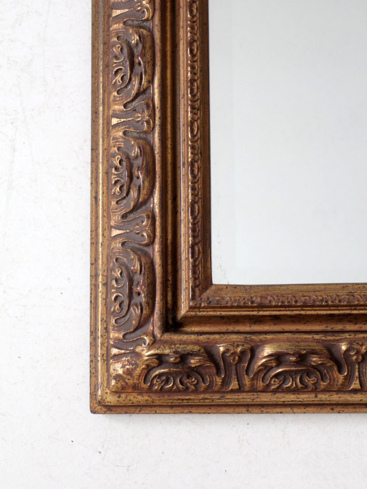 vintage gilt wood beveled wall mirror