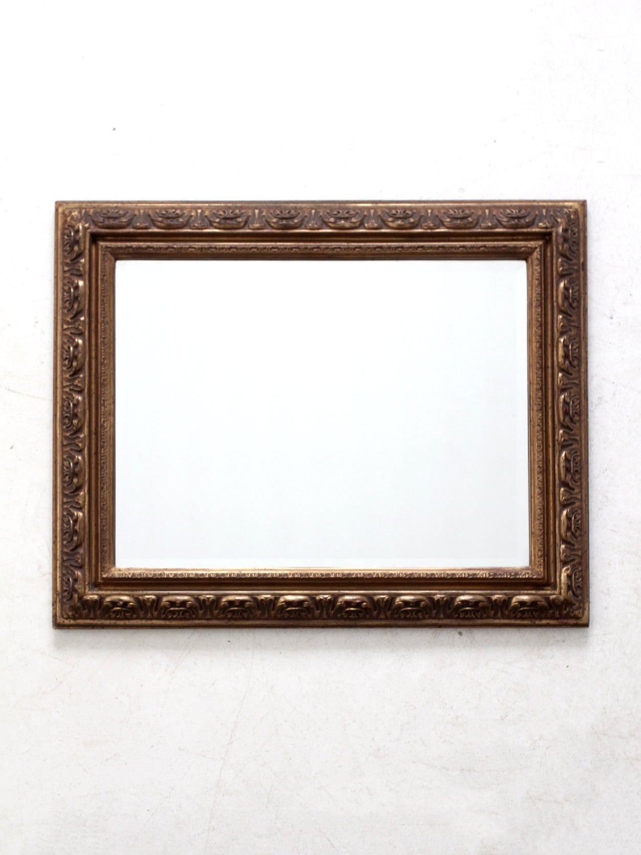 vintage gilt wood beveled wall mirror