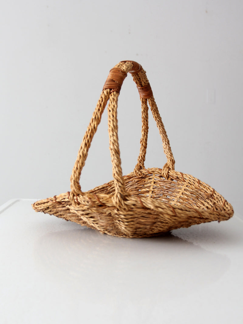 vintage wicker flower gathering basket