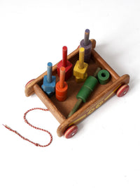 1950s Playskool wooden Wagon of Blocks