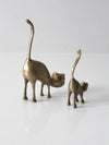 mid century brass cats pair