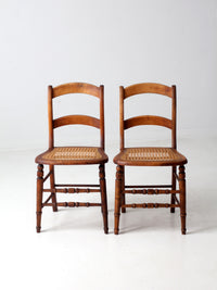 antique cane seat dining chairs pair