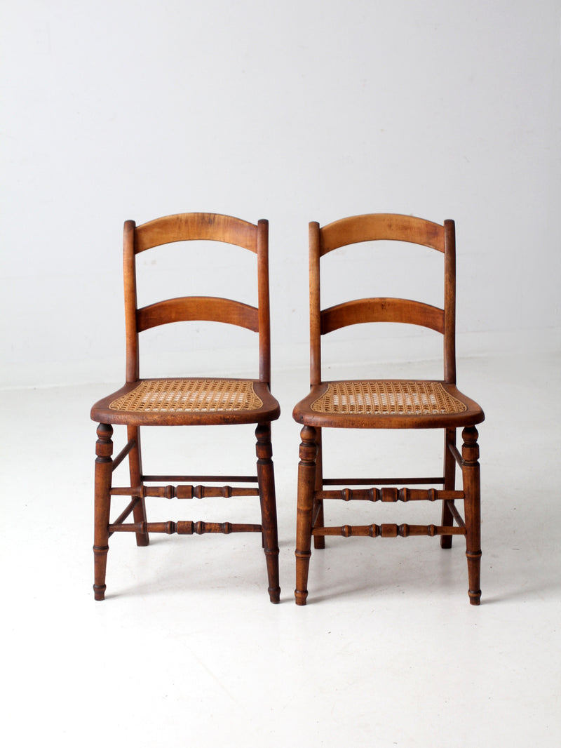 antique cane seat dining chairs pair