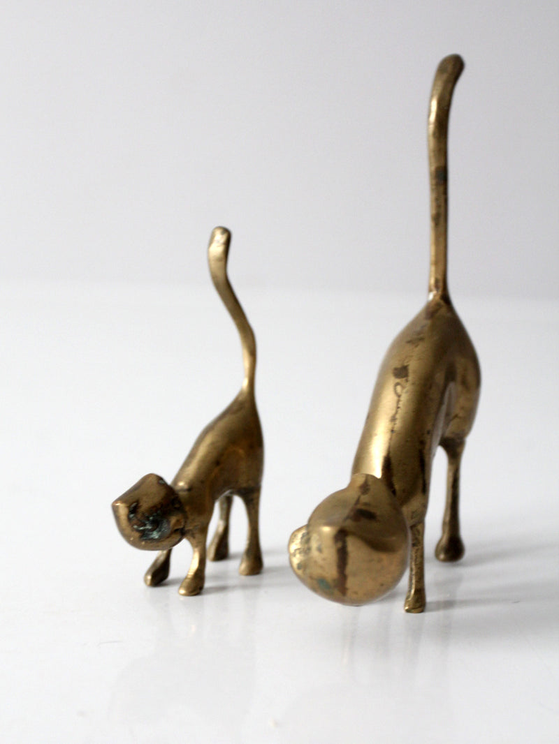 mid century brass cats pair