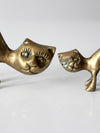 mid century brass cats pair