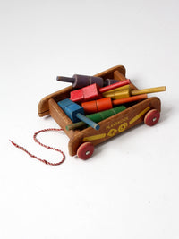 1950s Playskool wooden Wagon of Blocks
